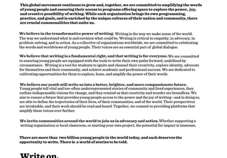 We believe that young writers can and WILL change the world