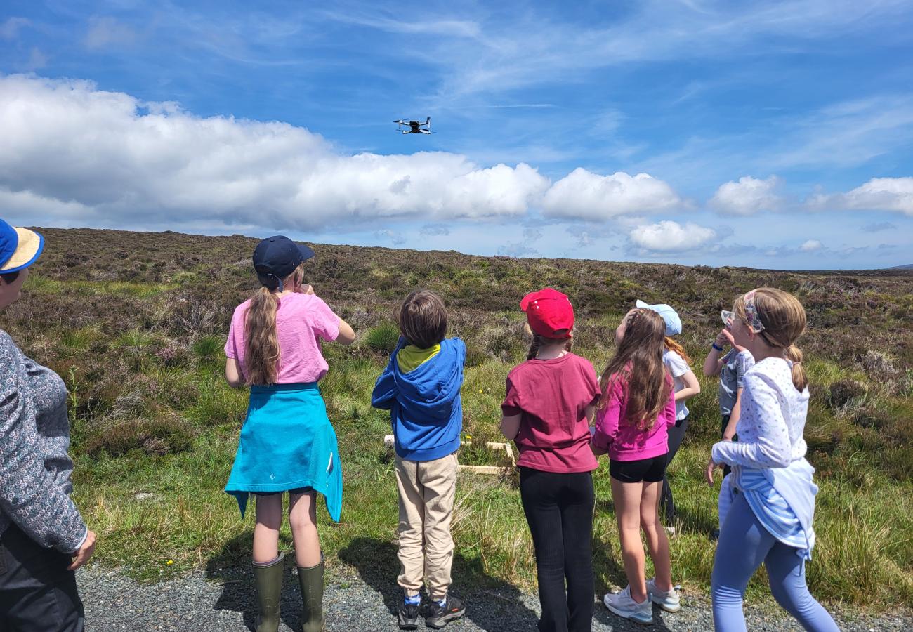 Group looking at bird